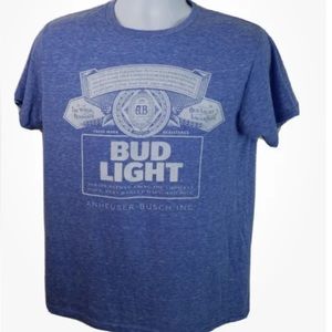 Mens STATE of Mine Bud Light Soft Blue Heathered Tee Shirt Size X-Large